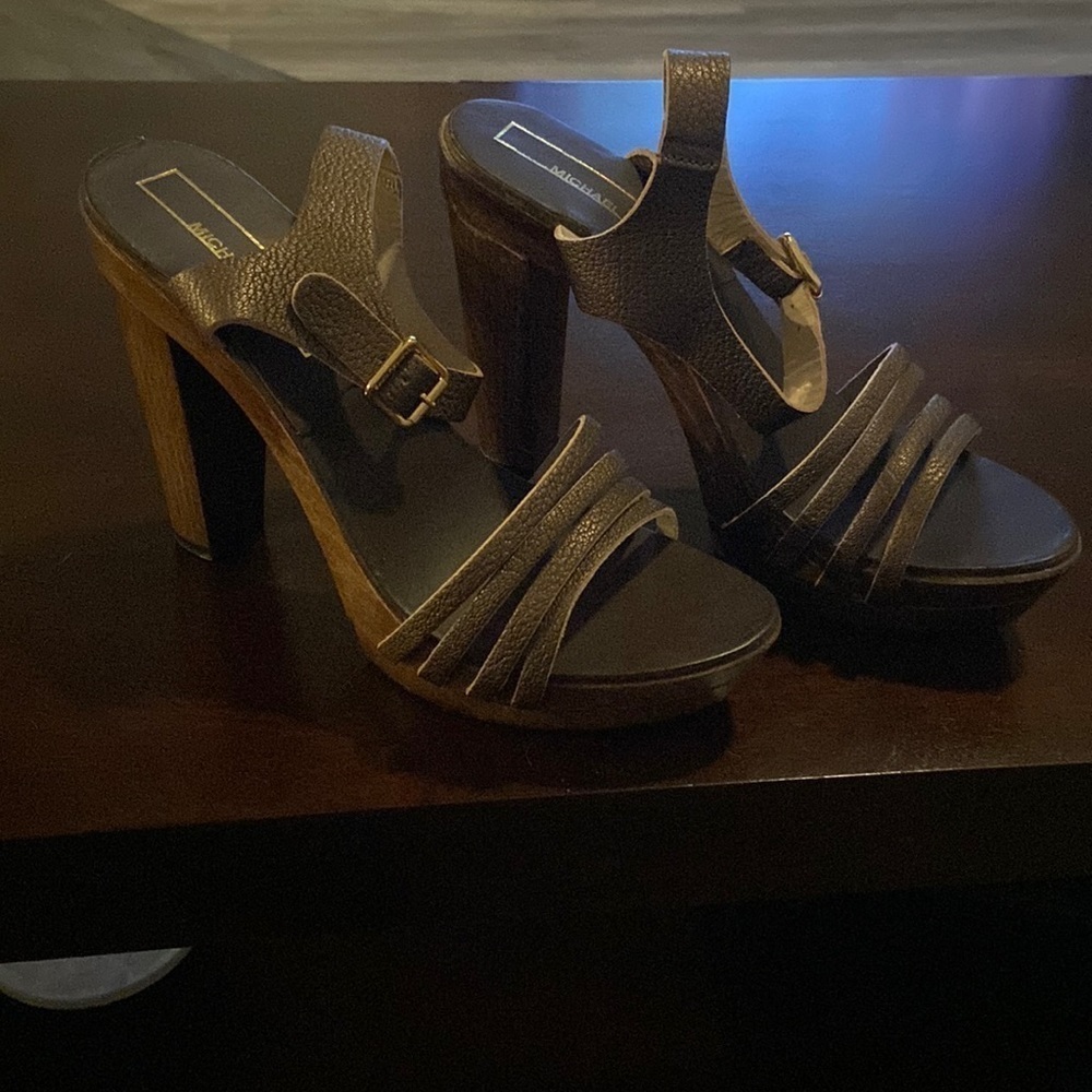 Michael Kor Bronze metallic heeled sandals